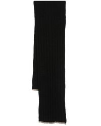 Brunello Cucinelli - Schwarzer Kaschmir Rippstrick Schal - Lyst
