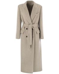 Brunello Cucinelli - Jassen ,Wol Double-Breasted Wollen Blend Jas - Lyst