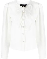 Self-Portrait - Weiße bluse mit latz aus spitze - Lyst