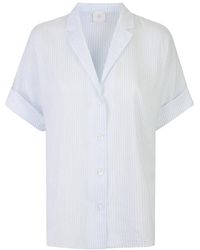 Eleventy - Overhemden ,Blauw ,Katoen Shirt Met Korte Mouwen - Lyst