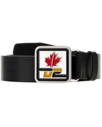 DSquared² - Accessoires ,Zwart ,Leer D2 Patch Riem - Lyst