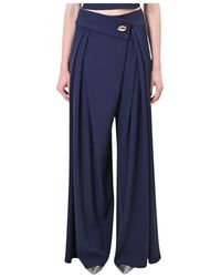 Rinascimento - Broeken ,Blauw ,Pantalone Palazzo Met Knoopdesign - Lyst