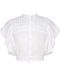 Pepe Jeans - Cropped Eyelet Blouse - Lyst