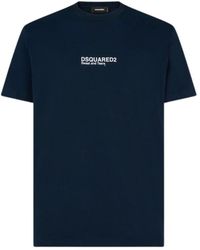 DSquared² - Tops ,Blauw ,Katoen Cool Fit T-Shirt Met Ronde Hals En Korte Mouwen - Lyst