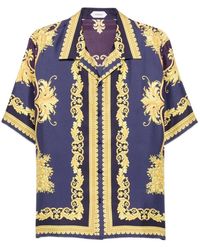 Versace - Overhemden ,Veelkleurig ,Barocco-Print Overhemd Met Korte Mouwen - Lyst