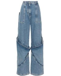 The Attico - Jeans Azul Pierna Ancha, Mujer, Talla - Lyst