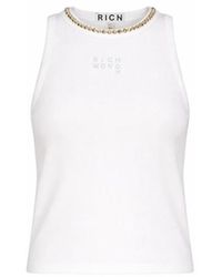 RICHMOND - Tops ,Wit ,Top Met Ronde Hals En Siersteendetails - Lyst