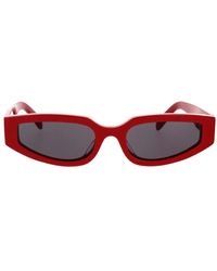 Celine - Gafas de sol geométricas con montura de acetato rojo y lentes orgánicas grises - Lyst