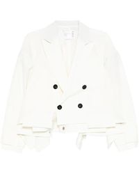 Sacai - Jassen ,Wit ,Denim Suiting X Denim Jacket - Lyst
