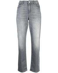 Karl Lagerfeld - Jeans grigi con logo e strass - Lyst