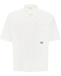 C.P. Company - Camicia in popeline a maniche corte con logo - Lyst