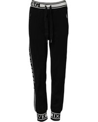 Dolce & Gabbana - Zwarte Katoenen Logo Taille Jogger Broek - Lyst