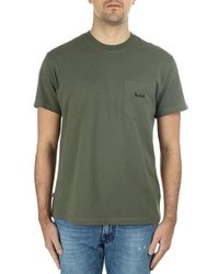 Woolrich - Tops ,Groen ,Katoen Geëmbosseerd Logo Zak T-Shirt Groen - Lyst