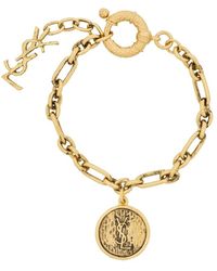 Saint Laurent - Accessoires ,Geel ,Cassandre Medallion Armband - Lyst