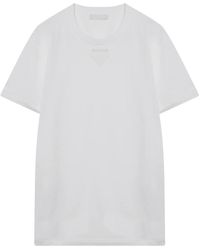 Prada - Tops ,Wit ,Katoen Cotton T-Shirt Met Ronde Hals - Lyst