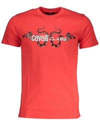 Roberto Cavalli - Rotes logo-print crew neck t-shirt - Lyst