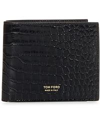 Tom Ford - Portafoglio bifold stampa coccodrillo nero - Lyst