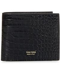 Tom Ford - Krokodil-print bifold geldbörse schwarz - Lyst