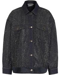 Gestuz - Oversized denim jacke mit similisten - Lyst