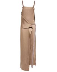 Fendi - Square Neck Satin Maxi Dress - Lyst