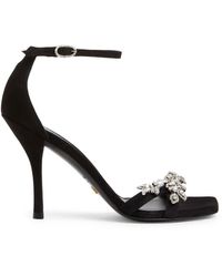 Stuart Weitzman - Schoenen ,Zwart ,Suède Crystal-Embellished Nudist Vow Sandal - Lyst