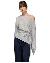 GUAJA. - Overhemden ,Grijs ,Haze Sheer Button-Up Blouse - Lyst