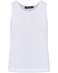 Dolce & Gabbana - Tops ,Wit ,Katoen Fijngebreide Jersey Tanktop - Lyst