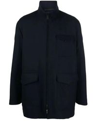 Giorgio Armani - Blauer eleganter cabanmantel aus wolle - Lyst