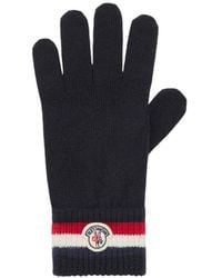 Moncler - Dreifarbig wolle handschuhe nachtblau - Lyst