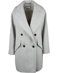 Peserico - Jassen ,Grijs ,Wol Easy Coat - Lyst