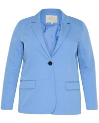 Kaffe - Jassen ,Blauw ,Leer Flow Blazer Met V-Hals En Klepzakken - Lyst