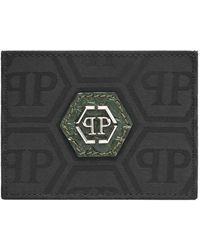 Philipp Plein - Accessoires ,Zwart ,Nylon Nylon And Leather Cardholder Monogram - Lyst