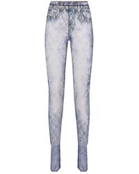 DIESEL - Fitted Leggings Met Denimprint En Kant - Lyst