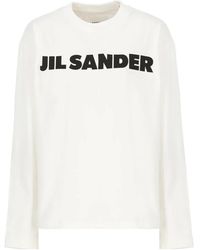 Jil Sander - Weiße baumwoll-t-shirt mit aufdruck - Lyst