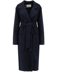 Max Mara - Blauer Woll-Kaschmir-Mantel Mit Gürtel - Lyst