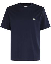 Lacoste - Tops ,Blauw ,Katoen Katoenen T-Shirt - Lyst
