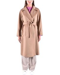 Weekend by Maxmara - Jassen ,Bruin ,Wol Dubbelbreasted Wollen Jas Met Sartoriale Details - Lyst