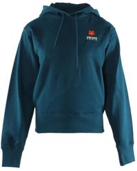 KENZO - Hoodies & Sweatvesten ,Blauw ,Katoen Classic Crest Hoodie - Lyst