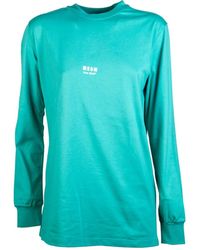 MSGM - Hoodies & Sweatvesten ,Blauw ,Katoen Sweatshirt - Lyst