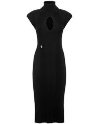 Philipp Plein - Padded Shoulder Knit Midi Dress - Lyst