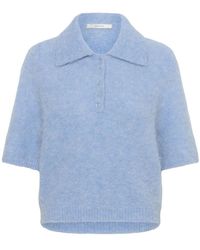 Gestuz - Tops ,Blauw ,Nylon Orchid Polo Pullover Sweater - Lyst