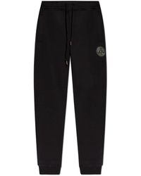 Versace Jeans Couture - Broeken ,Zwart ,Katoen Trainingsbroeken Met Logo Patch - Lyst