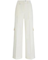 BOSS - Pantalones cargo de moda en mezcla de algodón blanco - Lyst