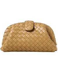 Bottega Veneta - Kamel Gewebte Clutch Tasche - Lyst