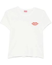 KENZO - Tops ,Wit ,Katoen T-Shirt Met Ronde Hals - Lyst