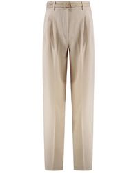 Max Mara - Klassische Wollhose Mit Gürtel - Lyst
