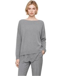 Kocca - Pullover Mit Spitzenbesatz Am Saum - Lyst
