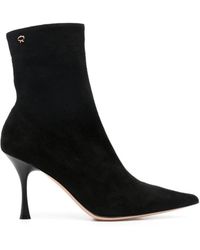 Gianvito Rossi - Schwarze Wildleder-Stiefeletten Mit Spitzer Zehenpartie Und Hohem Absatz - Lyst