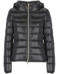 Herno - Jassen ,Zwart ,Zwarte Donsjas Met Hoge Hals - Lyst
