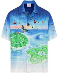 CASABLANCA - Overhemden ,Veelkleurig ,Beyond Destiny Short Sleeve Silk Shirt - Lyst